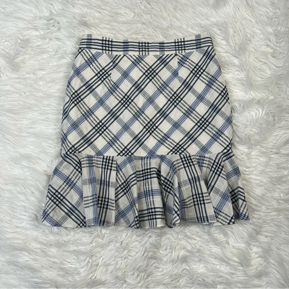 NWOT Veronica Beard Kaia Embroidered Check Ruffle Mini Skirt Blue Designer 2 - Picture 10 of 12